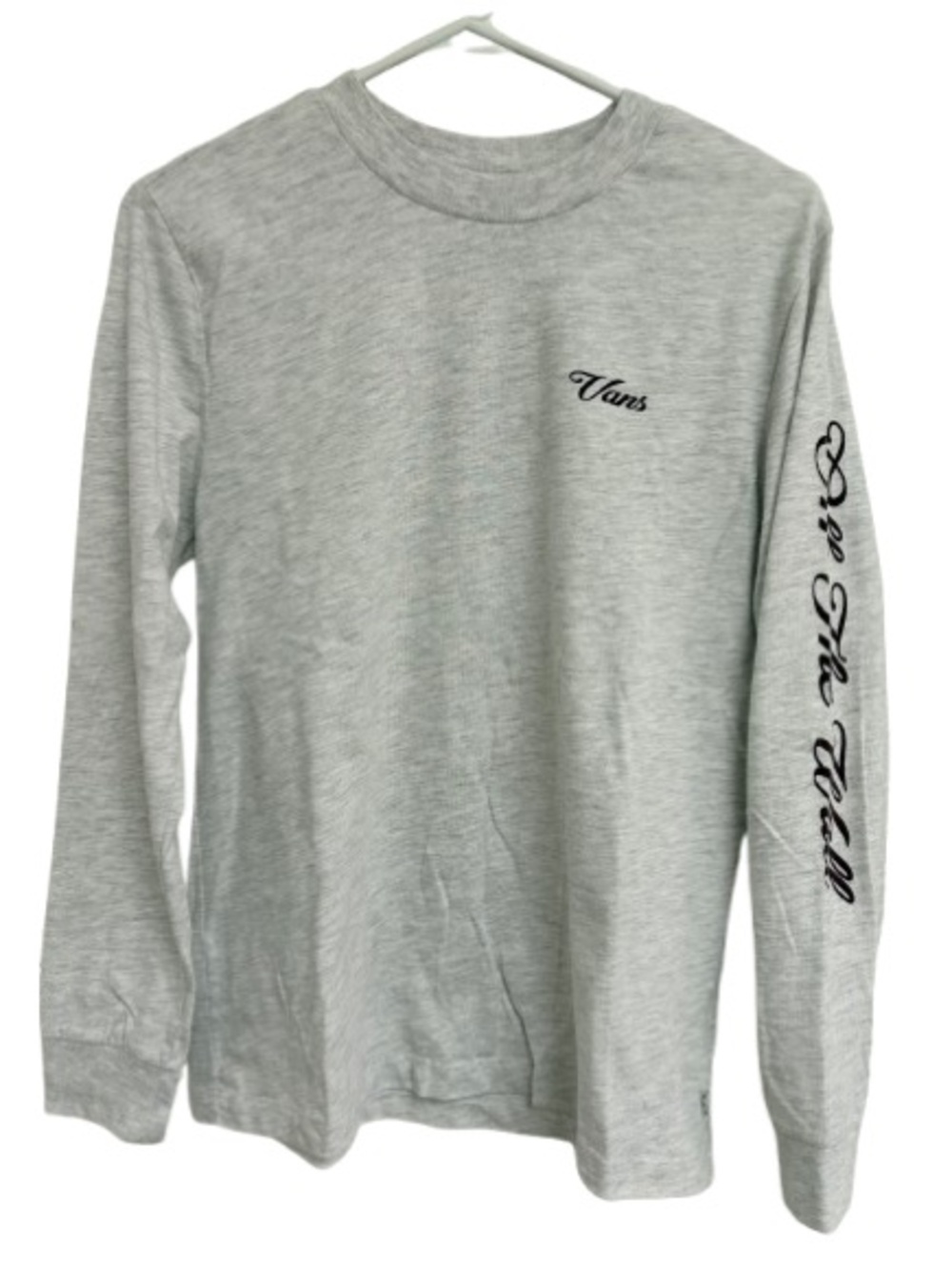 Vans Light Gray Long Sleeve Crewneck with Script Sleeve Logo